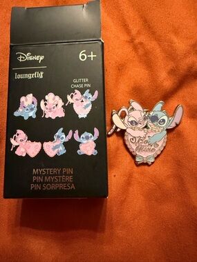 Loungefly Disney Stitch & Angel "Be Mine" Pink and Blue Enamel Pin